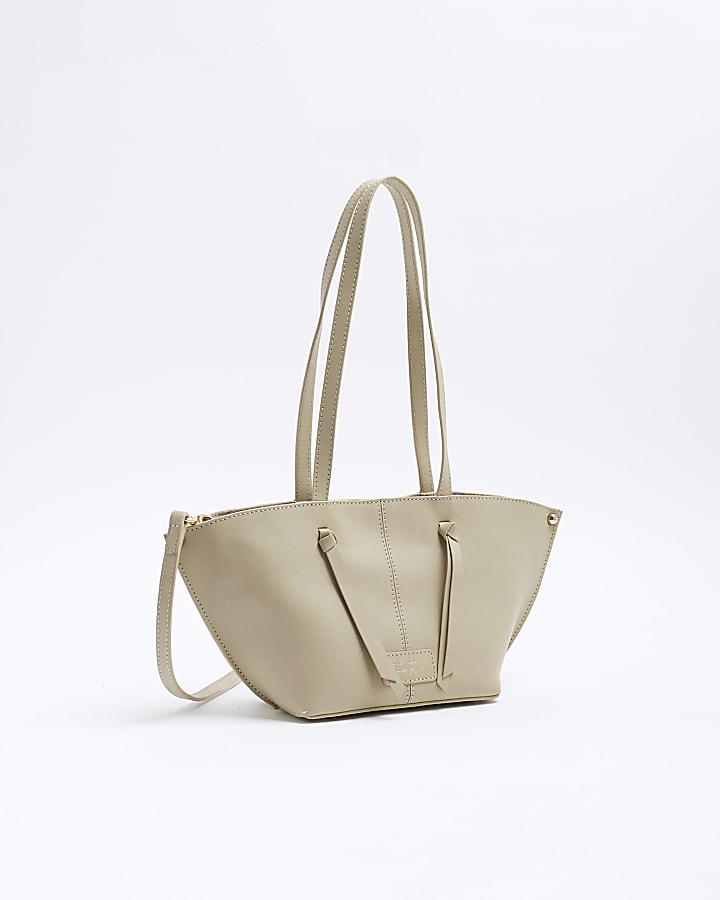 Cream Leather Small Wing Tote Bag