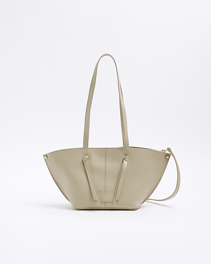 Cream Leather Small Wing Tote Bag