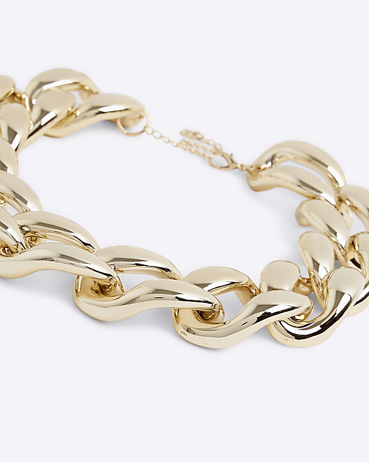 Gold chunky chain link necklace