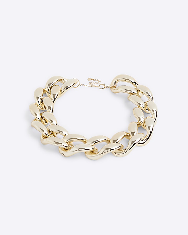 Gold chunky chain link necklace