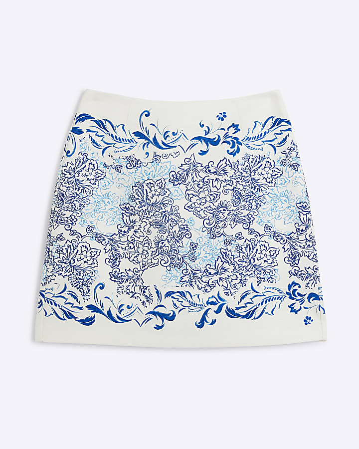 Blue floral mini skirt