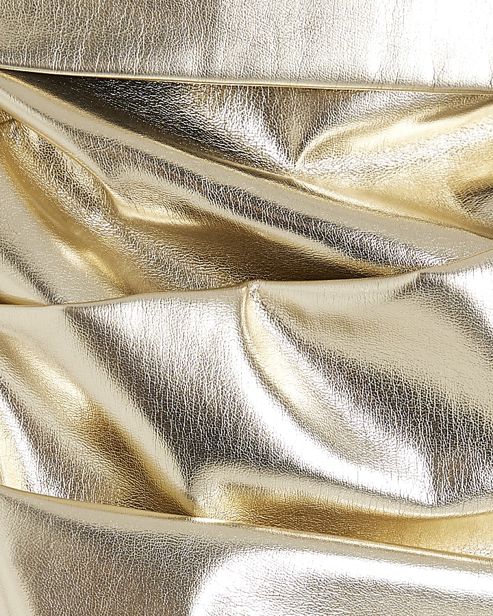 Gold Faux Leather Bandeau Top