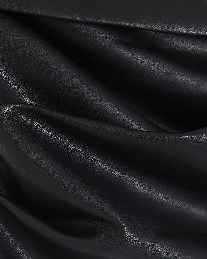 Black Faux Leather Bandeau Top