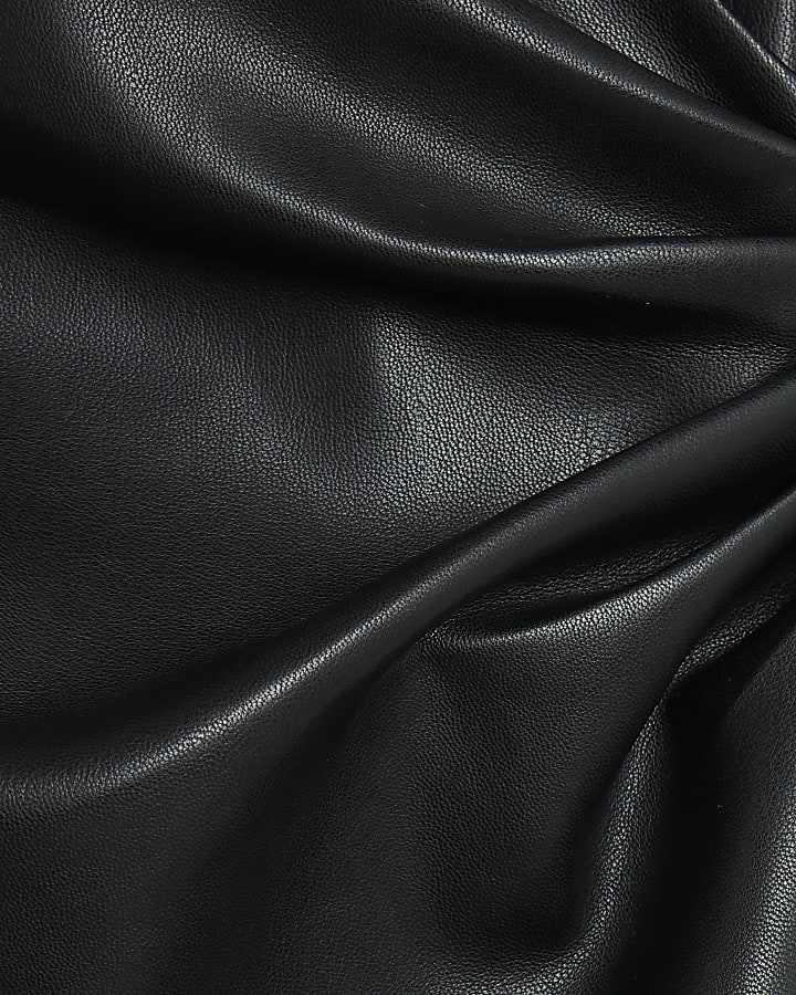 Black faux leather wrap mini Dress