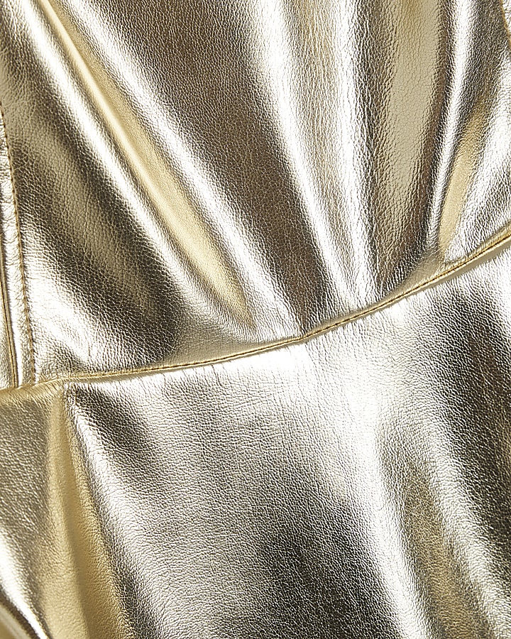 Gold Faux Leather Metallic Mini Dress