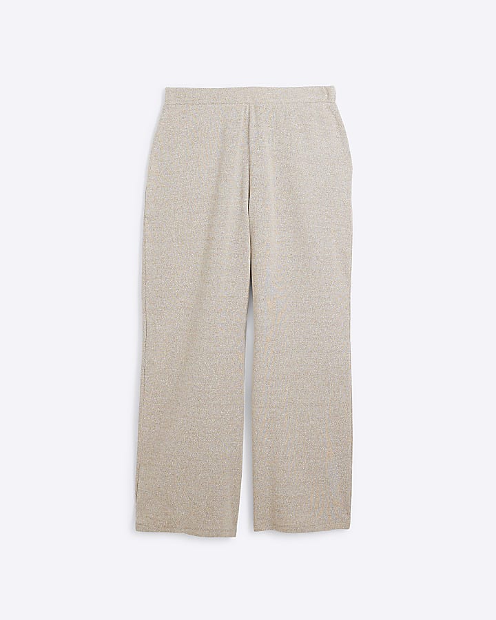 Plus Gold Wide Leg Knit Trousers