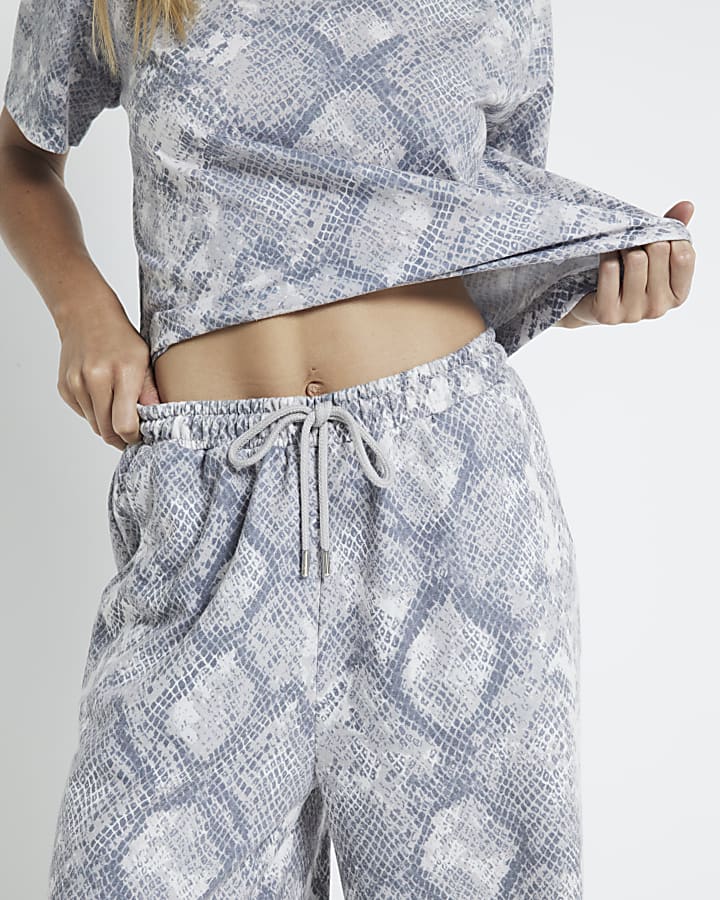 Grey Snake print wide leg joggers