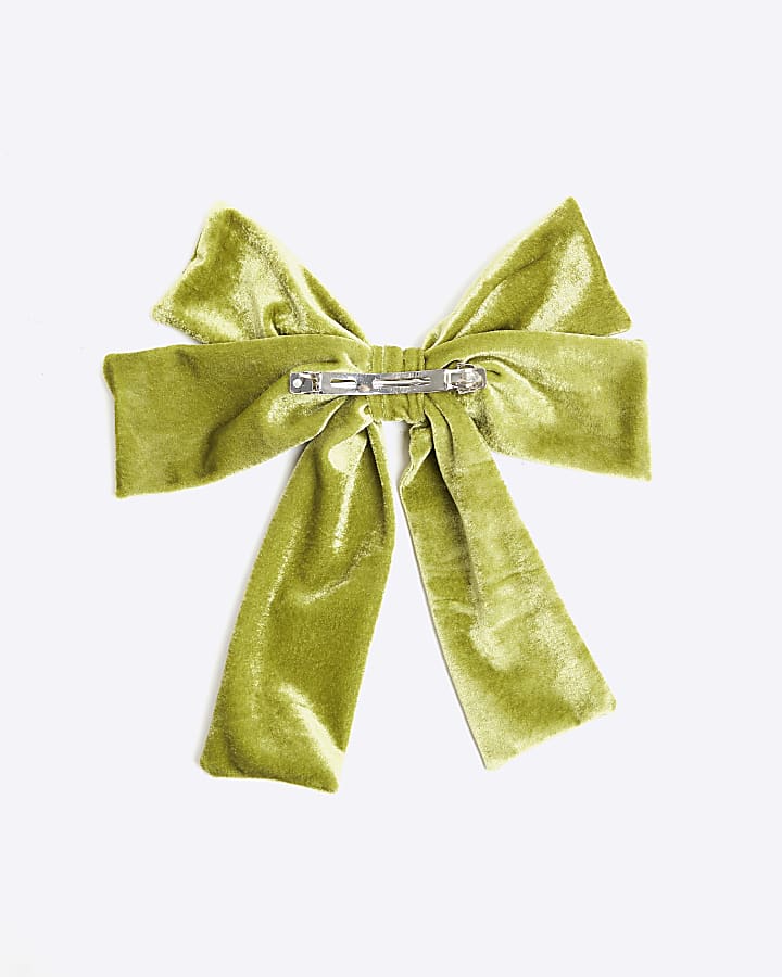 Green Velvet Bow Hair Clip