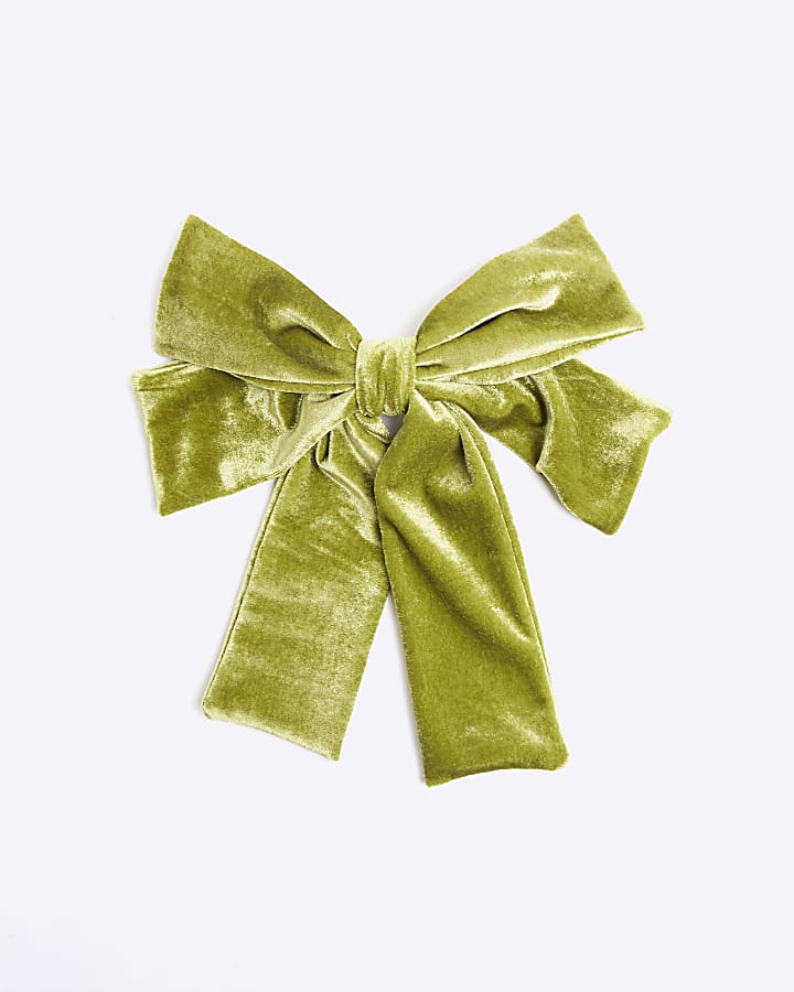 Green Velvet Bow Hair Clip