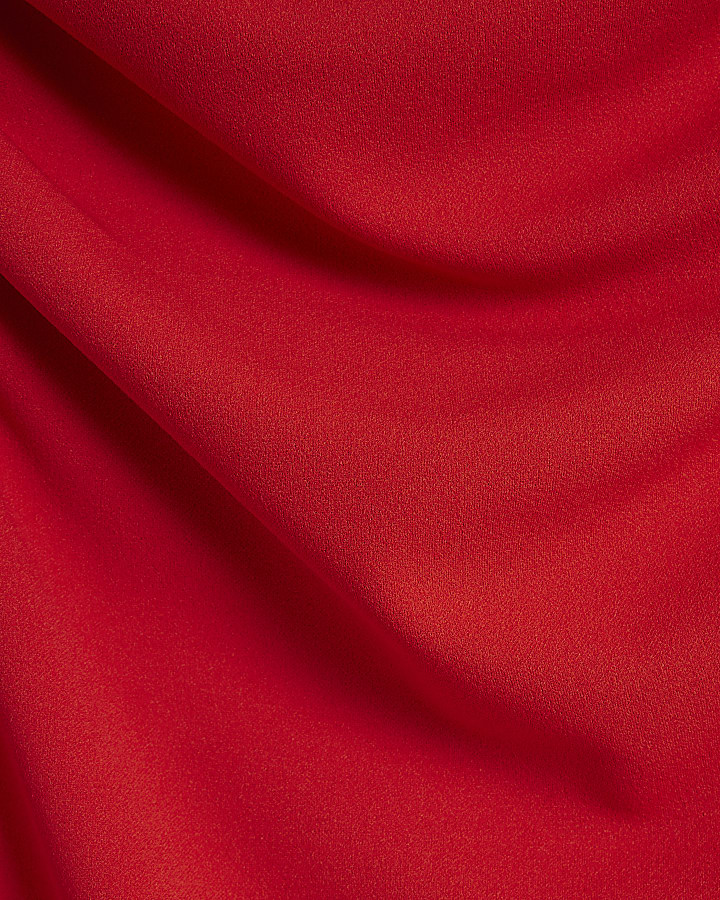 Red ruched high neck bodycon mini dress