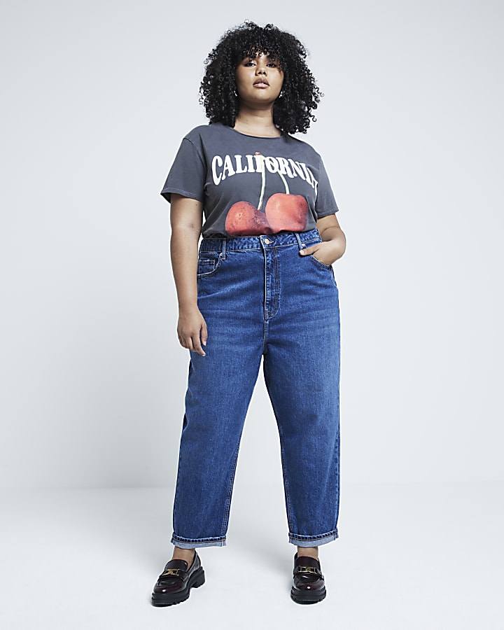 Plus Blue High Waisted Bum Sculpt Mom Jeans