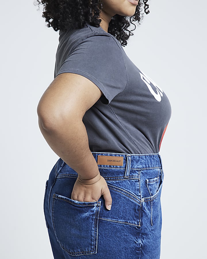 Plus Blue High Waisted Bum Sculpt Mom Jeans