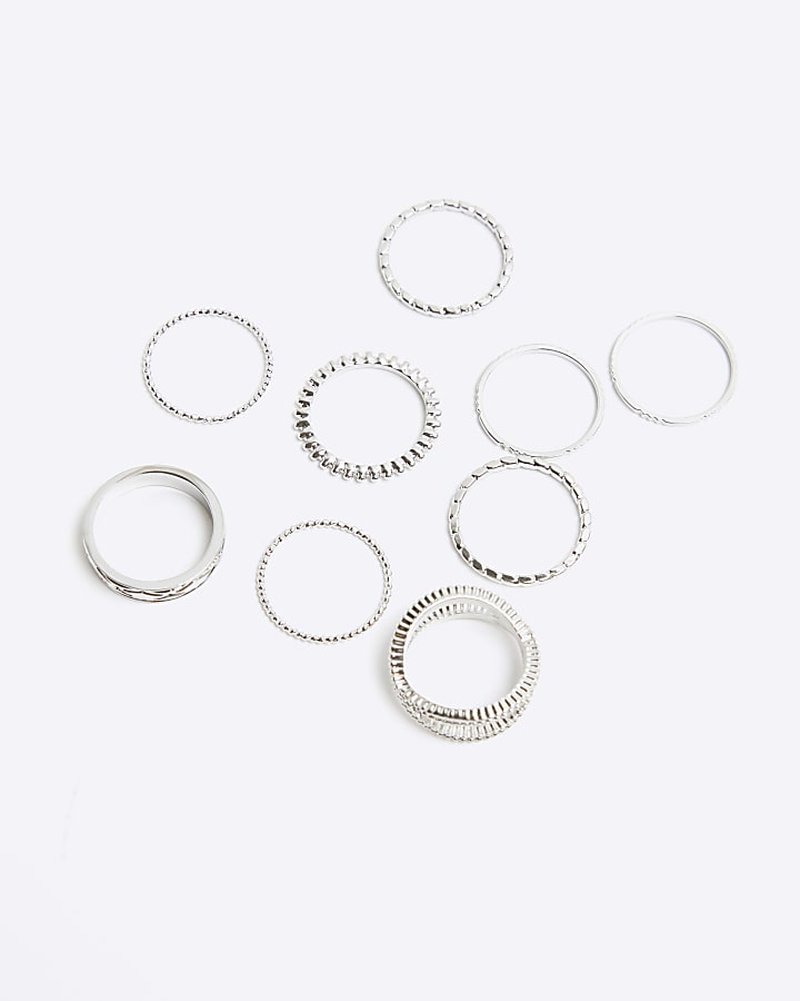 Silver band rings multipack