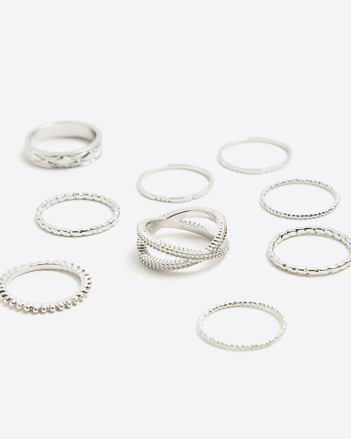 Silver band rings multipack