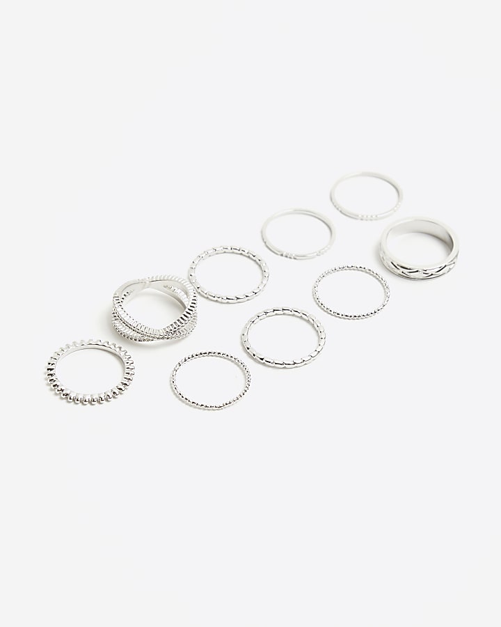 Silver band rings multipack