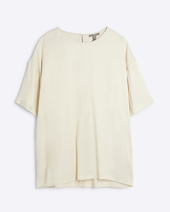 Cream Satin Oversized T-shirt