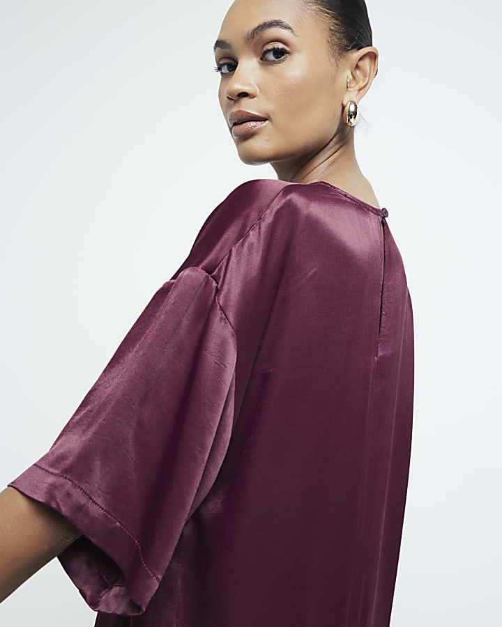 Purple Satin Oversized T-shirt