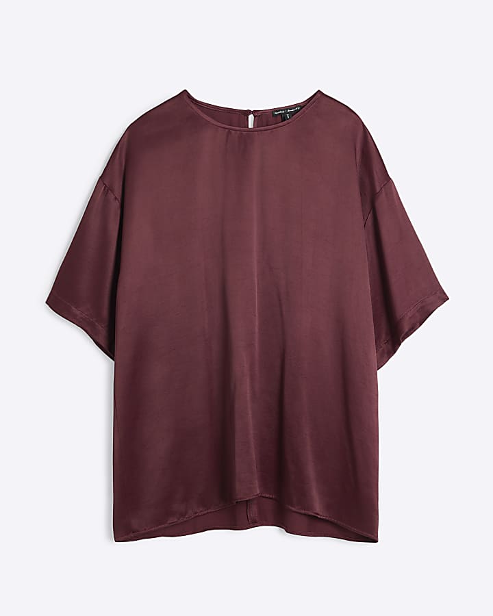 Purple Satin Oversized T-shirt