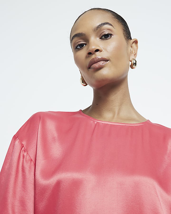 Red Satin Oversized T-shirt