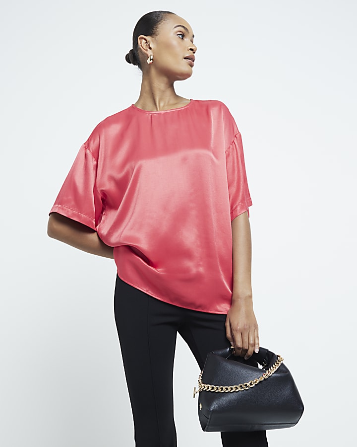 Red Satin Oversized T-shirt