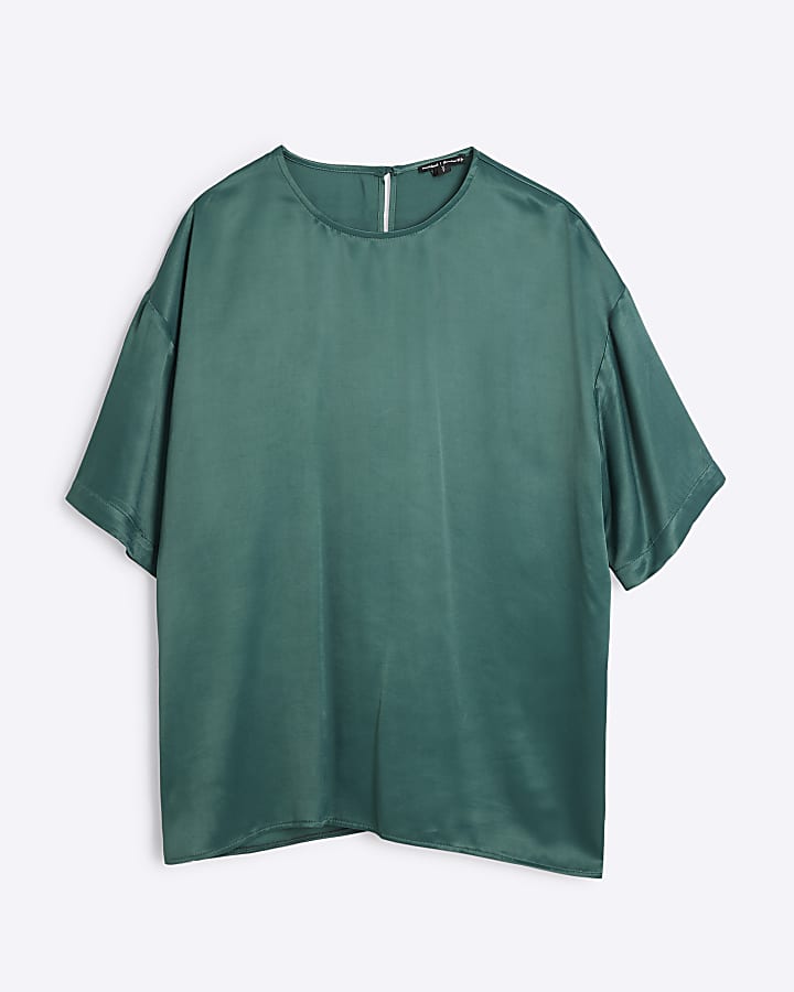 Green Satin Oversized T-shirt