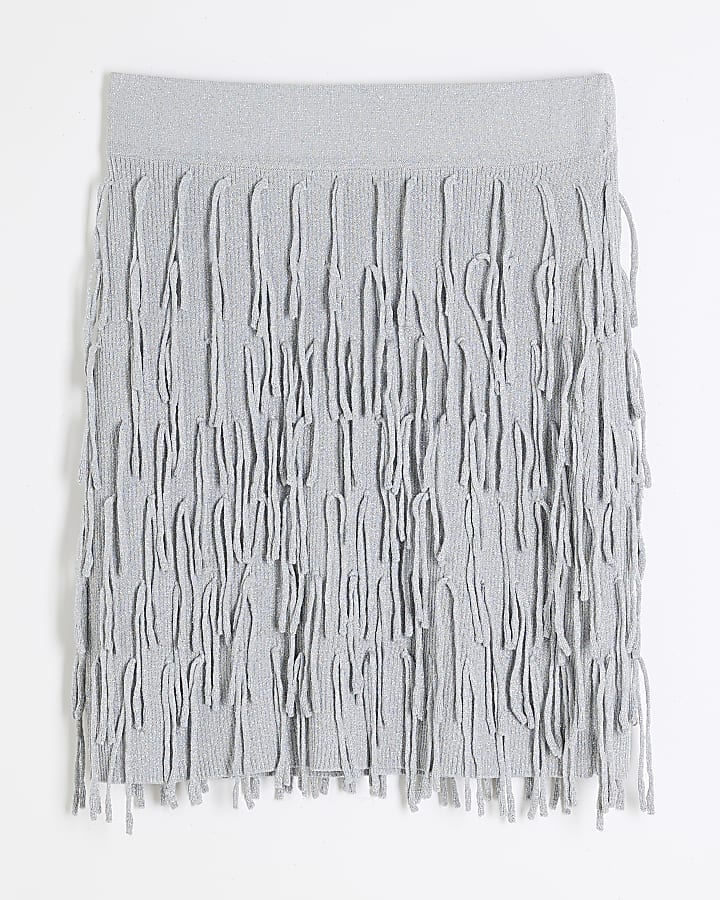 Silver Fringe Mini Skirt