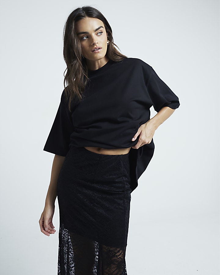 Black Lace Maxi Skirt