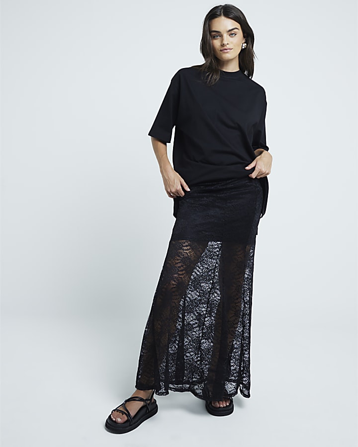Black Lace Maxi Skirt