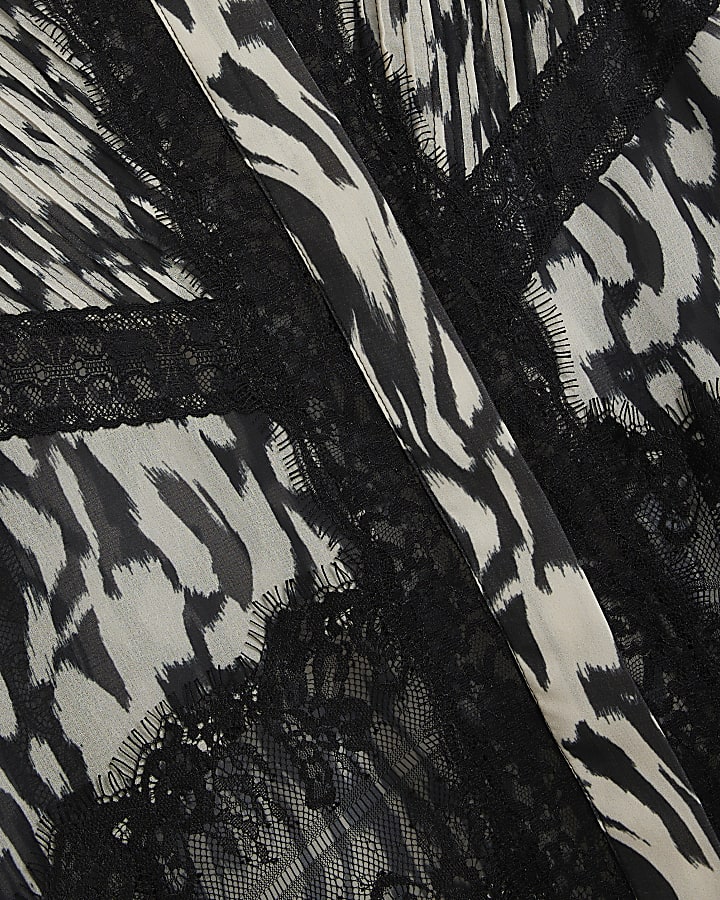 Black Lace Abstract Printed Shirt