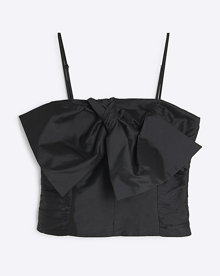 Black Oversized Bow Cami Top