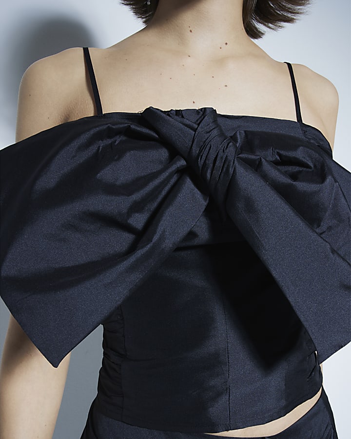 Black Oversized Bow Cami Top