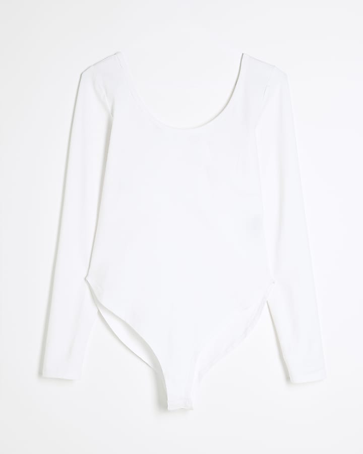 Cream Long Sleeve Scoop Bodysuit