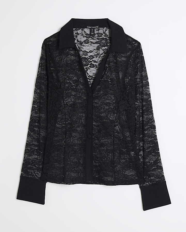 Black Long Sleeve Lace Shirt