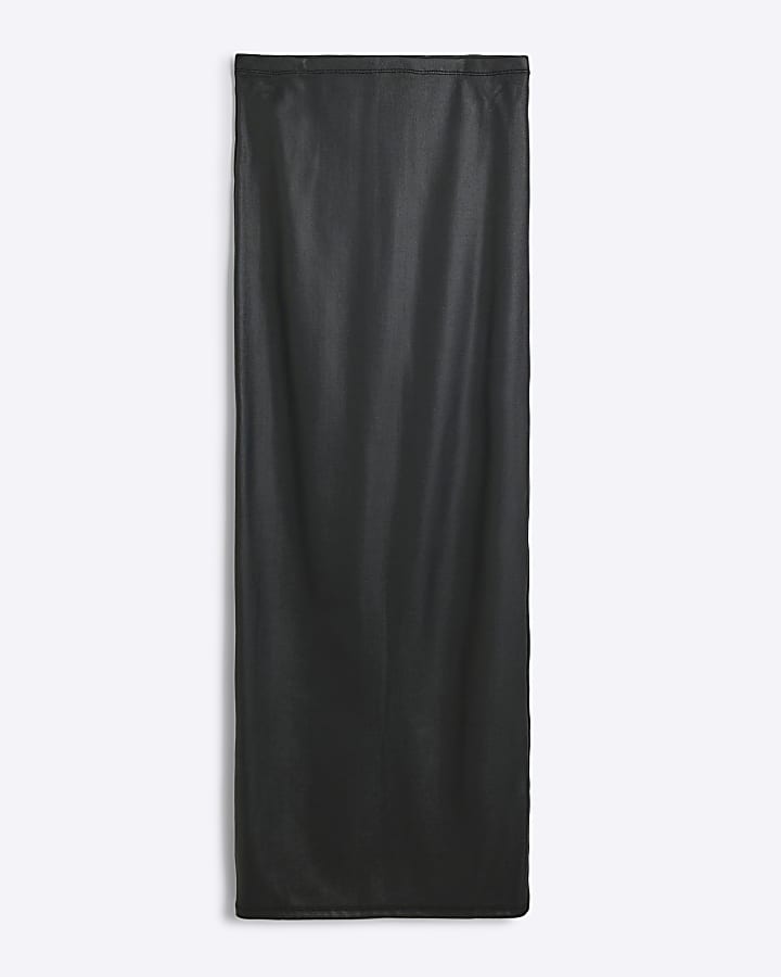 Black Coated Midi Skirt