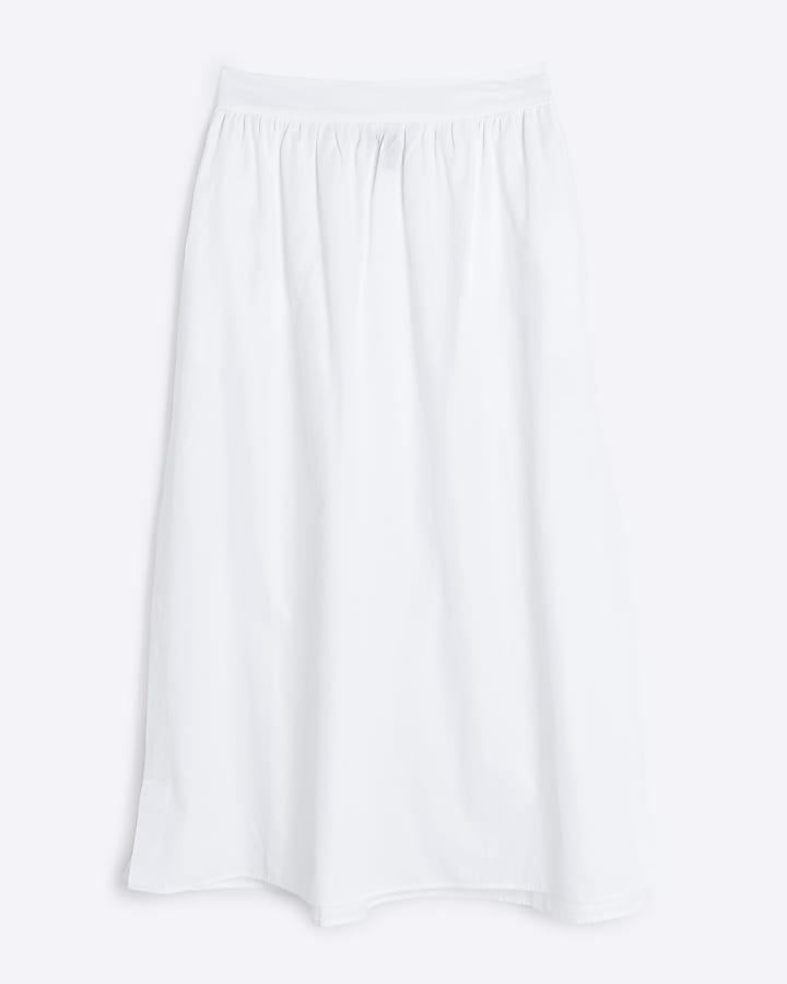 White Cotton Poplin Maxi Skirt