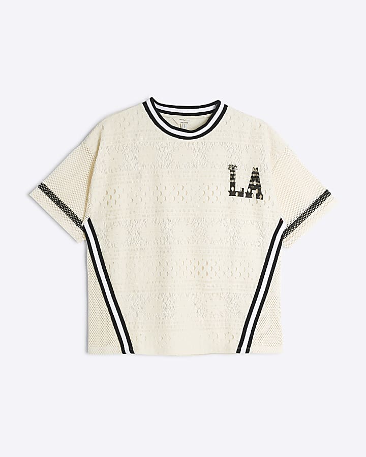 Cream Crochet LA t-shirt