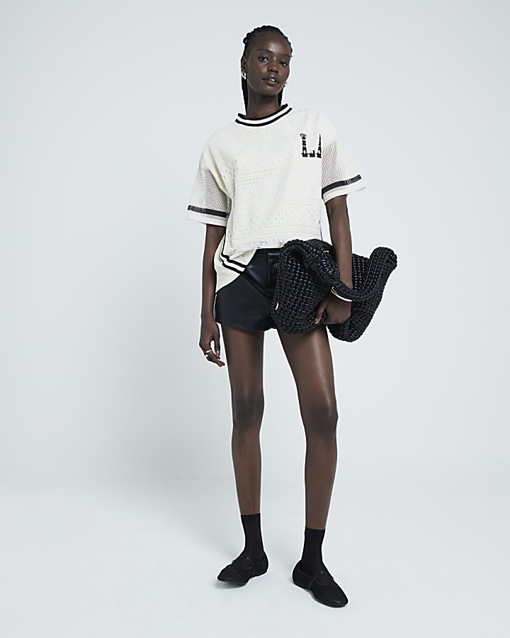 Cream Crochet LA t-shirt