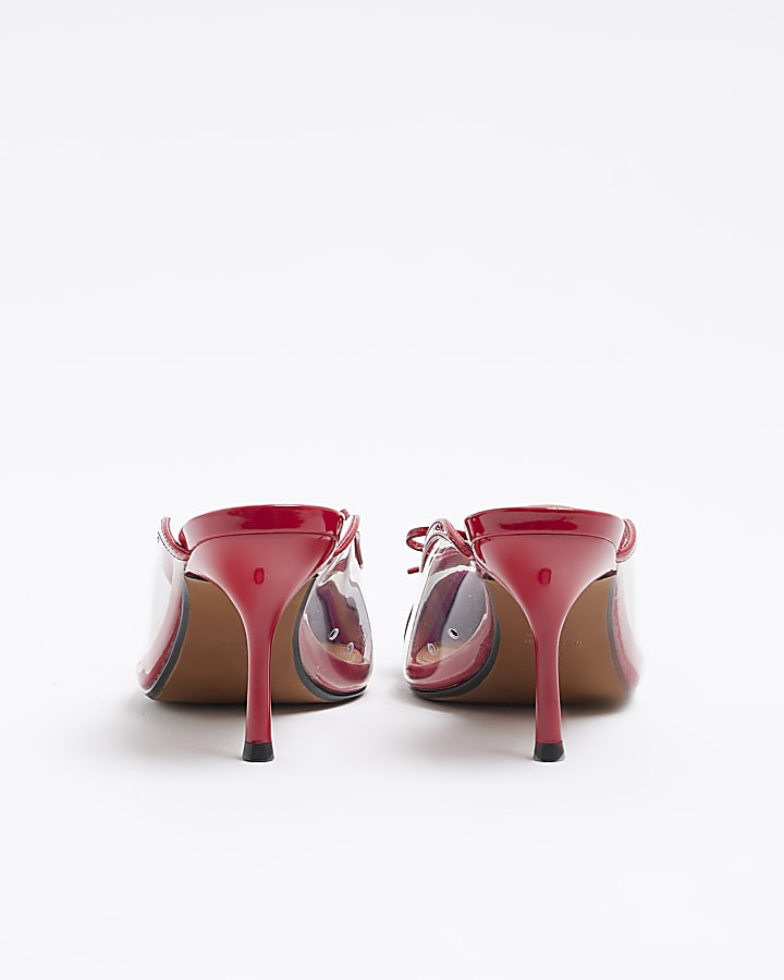 Red Perspex Mule Heel Court Shoes