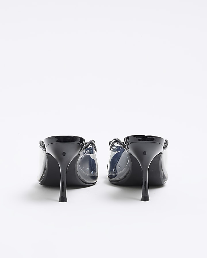 Black Perspex Mule Heel Court Shoes