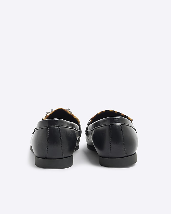 Black Leopard Snaffle Loafers