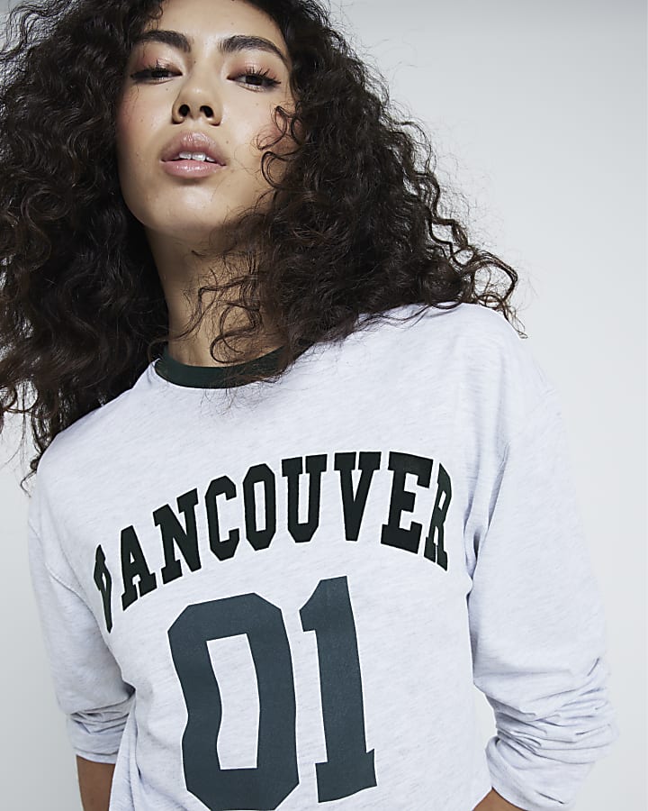 Grey Vancouver Graphic Long Sleeve T-Shirt