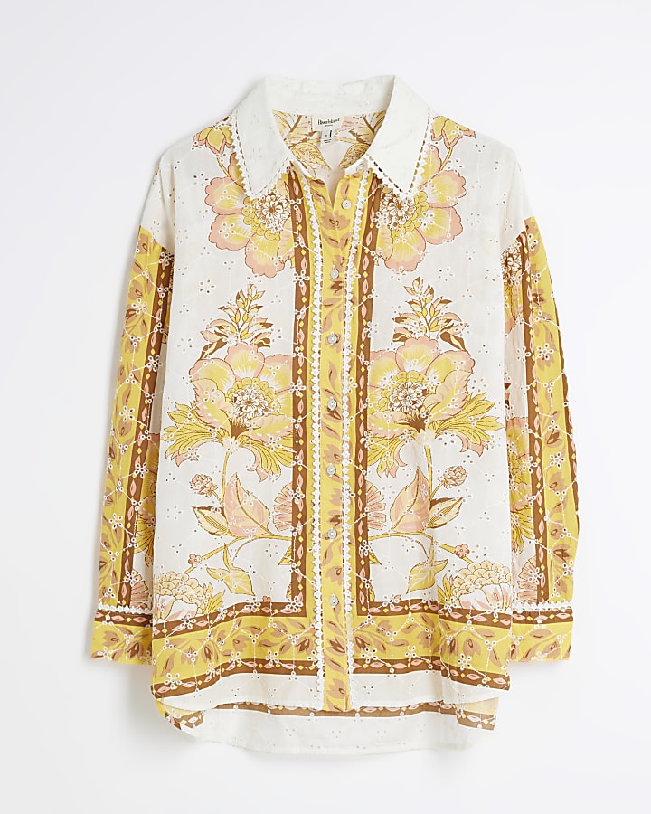 Petite Yellow Broderie Shirt