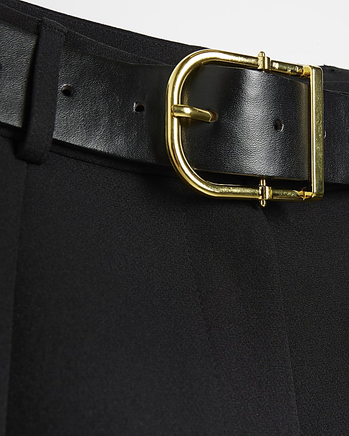 Black Belted Structured Shorts