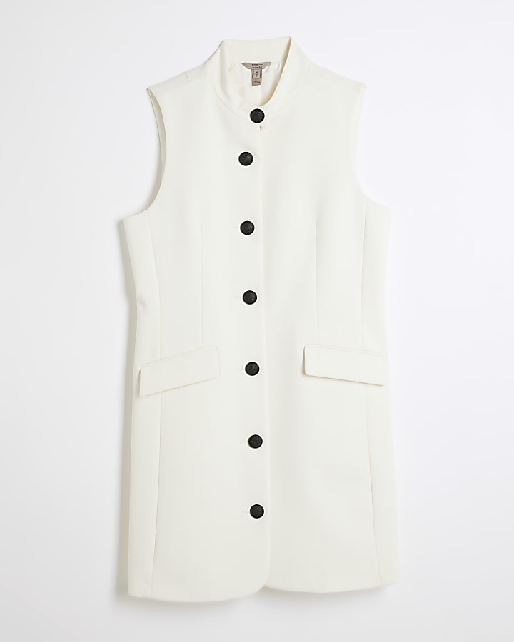 Cream Pocketed Military Mini Dress