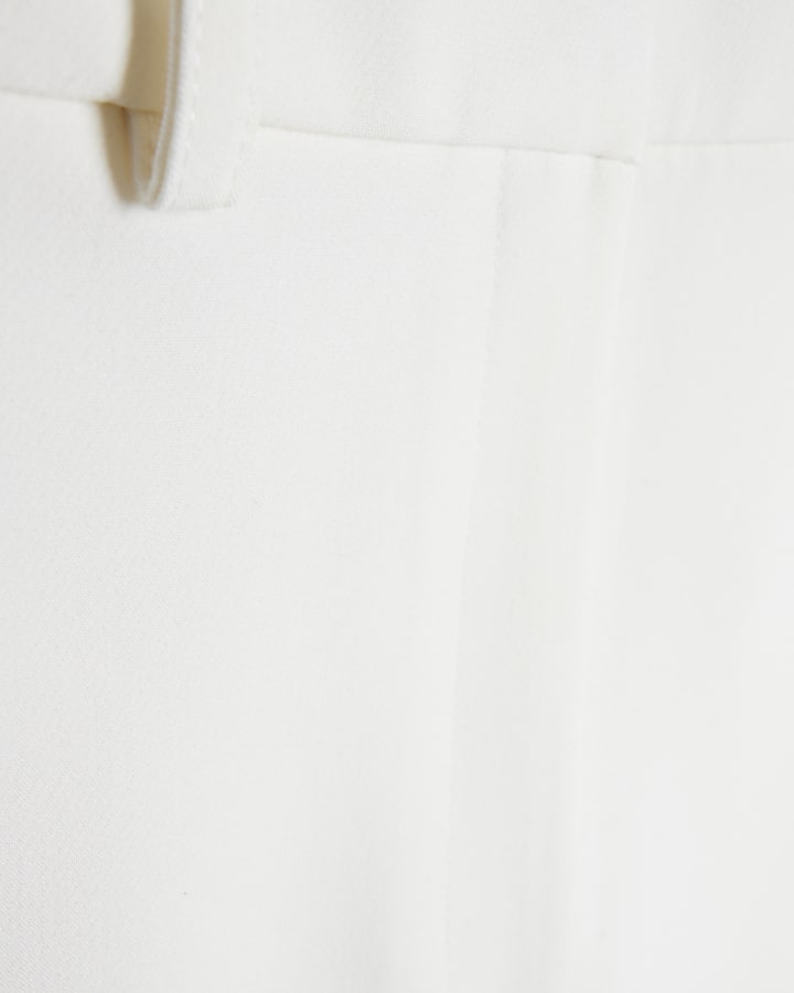 Cream side split soft flared trousers