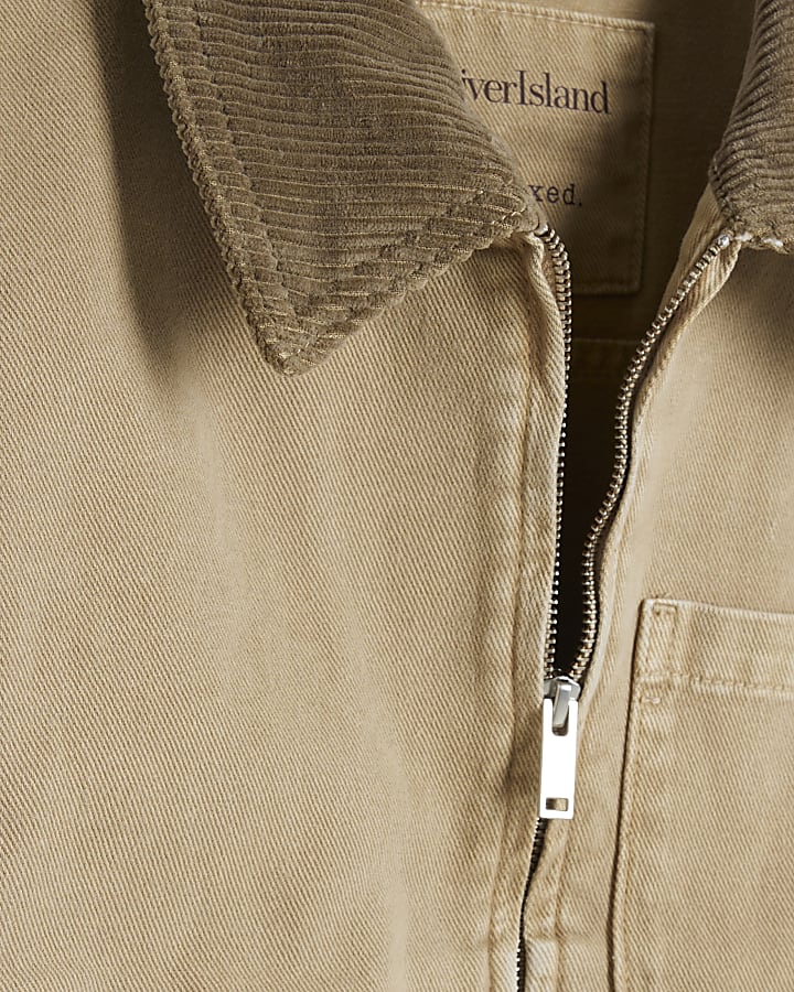 Beige Denim Workwear Barn Jacket