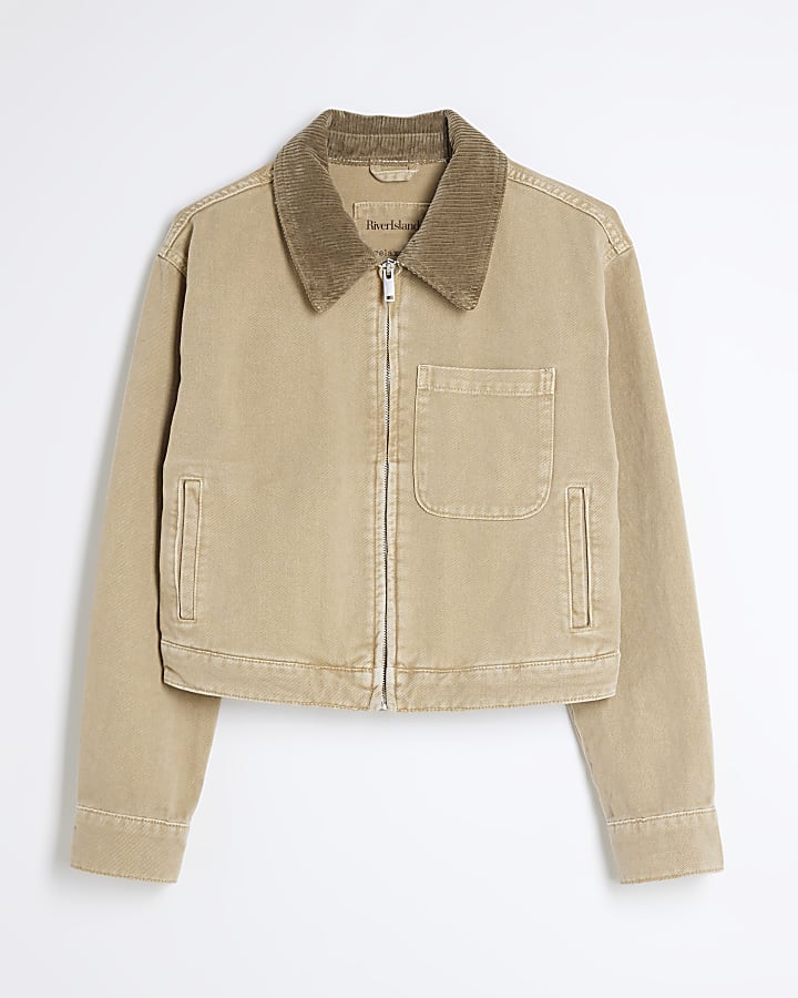 Beige Denim Workwear Barn Jacket