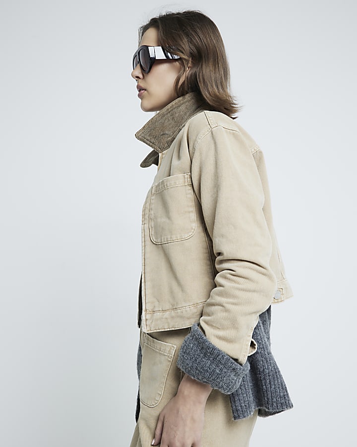 Beige Denim Workwear Barn Jacket