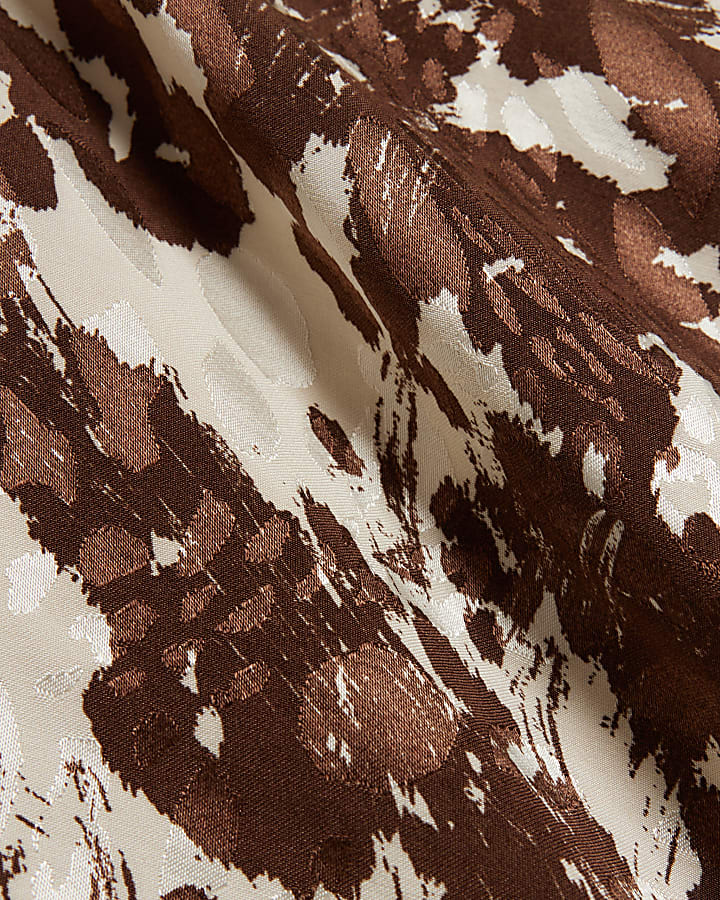 Brown abstract print maxi dress