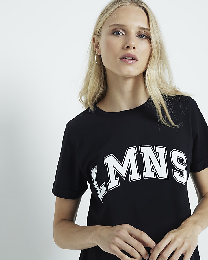Black graphic t-shirt midi dress
